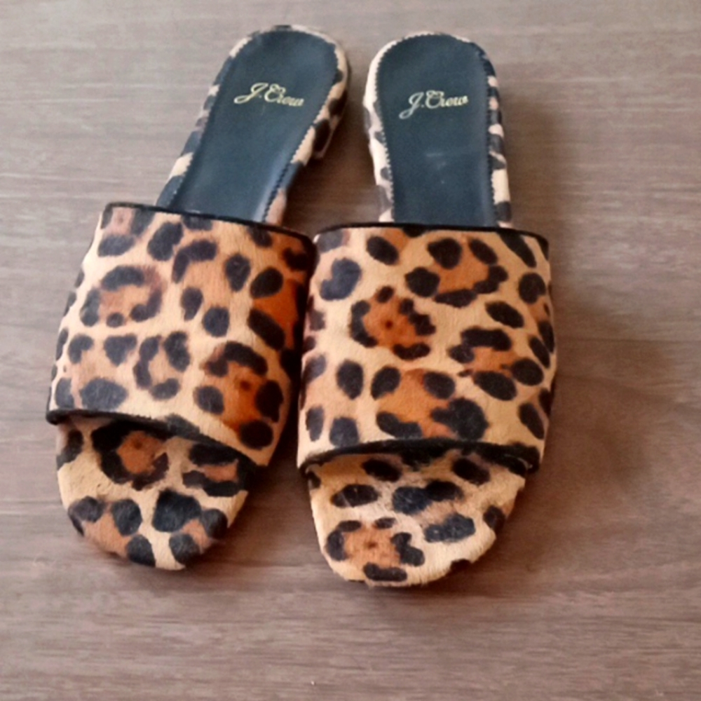 Ladies leather cowhide slides jcrew